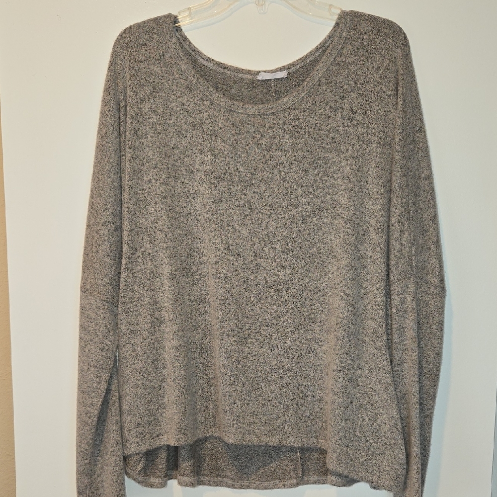 Women's Gray Scoop Neck Cozy Pullover Sweater